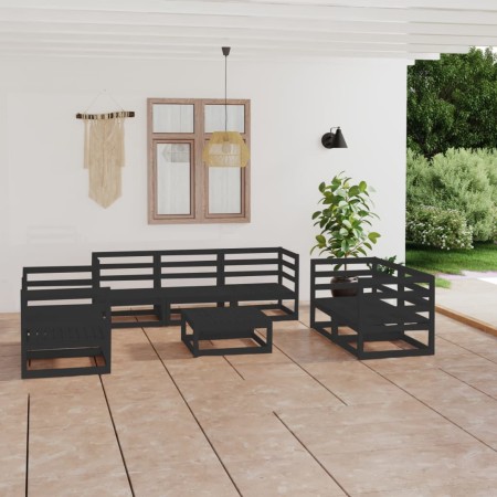 Juego de muebles de jardín 8 piezas negro madera maciza de pino de vidaXL, Conjuntos de jardín - Ref: Foro24-3075458, Precio:...