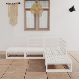 5-piece garden lounge set white solid pine wood by vidaXL, Garden sets - Ref: Foro24-3075495, Price: 220,12 €, Discount: %