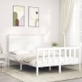 White solid wood bed frame with headboard 140x190 cm by vidaXL, Beds and slatted bases - Ref: Foro24-3193382, Price: 145,19 €...