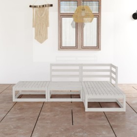 4-teiliges Garten-Lounge-Set aus weißem massivem Kiefernholz von vidaXL, Gartensets - Ref: Foro24-3075475, Preis: 193,99 €, R...