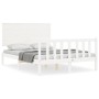 White solid wood bed frame with headboard 140x190 cm by vidaXL, Beds and slatted bases - Ref: Foro24-3193382, Price: 145,19 €...