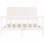 White solid wood bed frame with headboard 140x190 cm by vidaXL, Beds and slatted bases - Ref: Foro24-3193382, Price: 145,19 €...