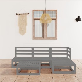 5-piece gray solid pine wood garden furniture by vidaXL, Garden sets - Ref: Foro24-3075491, Price: 208,33 €, Discount: %