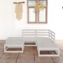 6-piece garden furniture set, white solid pine wood by vidaXL, Garden sets - Ref: Foro24-3075500, Price: 273,88 €, Discount: %