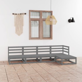 5-piece garden furniture set in solid pine wood, gray color. by vidaXL, Garden sets - Ref: Foro24-3075516, Price: 232,47 €, D...