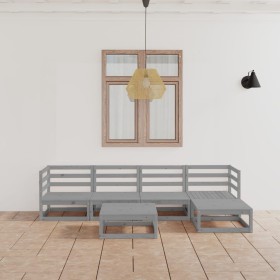 Garden furniture 6 pieces gray solid pine wood by vidaXL, Garden sets - Ref: Foro24-3075541, Price: 253,99 €, Discount: %