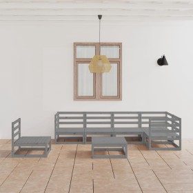 Garden furniture 7 pieces gray solid pine wood by vidaXL, Garden sets - Ref: Foro24-3075591, Price: 327,99 €, Discount: %