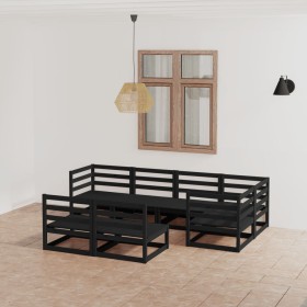 Garden furniture set 7 pieces black solid pine wood by vidaXL, Garden sets - Ref: Foro24-3075608, Price: 448,99 €, Discount: %