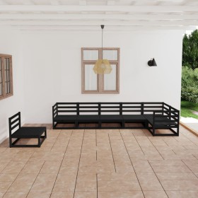 Garden furniture set 7 pieces black solid pine wood by vidaXL, Garden sets - Ref: Foro24-3075598, Price: 448,27 €, Discount: %