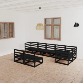 Garden furniture set 8 pieces black solid pine wood by vidaXL, Garden sets - Ref: Foro24-3075618, Price: 529,99 €, Discount: %