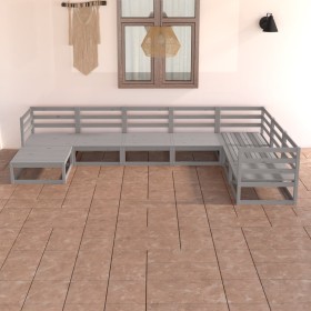 Garden furniture 7 pieces gray solid pine wood by vidaXL, Garden sets - Ref: Foro24-3075706, Price: 327,99 €, Discount: %