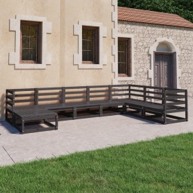 Garden furniture set 8 pieces black solid pine wood by vidaXL, Garden sets - Ref: Foro24-3075718, Price: 540,99 €, Discount: %