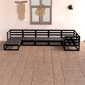 Juego de muebles de jardín 7 piezas negro madera maciza de pino de vidaXL, Conjuntos de jardín - Ref: Foro24-3075698, Precio:...