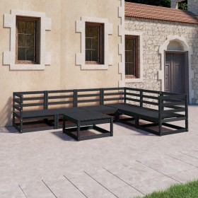 Garden furniture set 7 pieces black solid pine wood by vidaXL, Garden sets - Ref: Foro24-3075743, Price: 455,99 €, Discount: %