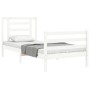 White solid wood bed frame with headboard 90x200 cm by vidaXL, Beds and slatted bases - Ref: Foro24-3194687, Price: 101,99 €,...