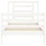 White solid wood bed frame with headboard 90x200 cm by vidaXL, Beds and slatted bases - Ref: Foro24-3194687, Price: 101,99 €,...