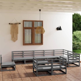 Garden furniture 11 pieces gray solid pine wood by vidaXL, Garden sets - Ref: Foro24-3075821, Price: 567,99 €, Discount: %