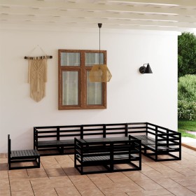 Garden furniture set 10 pieces black solid pine wood by vidaXL, Garden sets - Ref: Foro24-3075818, Price: 696,71 €, Discount: %