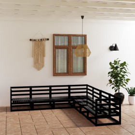 Garden furniture set 7 pieces black solid pine wood by vidaXL, Garden sets - Ref: Foro24-3075828, Price: 448,27 €, Discount: %