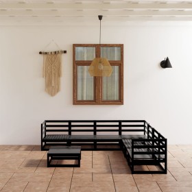 Garden furniture set 8 pieces black solid pine wood by vidaXL, Garden sets - Ref: Foro24-3075833, Price: 540,39 €, Discount: %