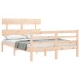 Bed frame with solid wood headboard 140x200 cm by vidaXL, Beds and slatted bases - Ref: Foro24-3195091, Price: 118,23 €, Disc...