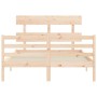 Bed frame with solid wood headboard 140x200 cm by vidaXL, Beds and slatted bases - Ref: Foro24-3195091, Price: 118,23 €, Disc...