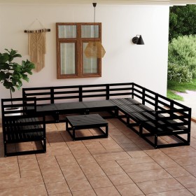 Garden furniture set 10 pieces black solid pine wood by vidaXL, Garden sets - Ref: Foro24-3075923, Price: 709,99 €, Discount: %