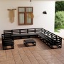 Gartenmöbel-Set 12-teilig, schwarzes massives Kiefernholz von vidaXL, Gartensets - Ref: Foro24-3075943, Preis: 862,98 €, Raba...