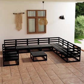 Gartenmöbel-Set 11-teilig, schwarzes massives Kiefernholz von vidaXL, Gartensets - Ref: Foro24-3075933, Preis: 758,99 €, Raba...