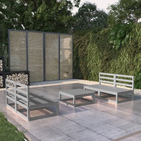 Muebles de jardín 5 piezas gris madera maciza de pino de vidaXL, Conjuntos de jardín - Ref: Foro24-3075241, Precio: 222,99 €,...