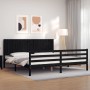 Estructura de cama con cabecero madera maciza negro 200x200 cm de vidaXL, Camas y somieres - Ref: Foro24-3194790, Precio: 185...