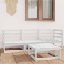 4-teiliges Garten-Lounge-Set aus weißem massivem Kiefernholz von vidaXL, Gartensets - Ref: Foro24-3075325, Preis: 177,27 €, R...