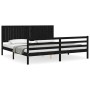 Bed frame with black solid wood headboard 200x200 cm by vidaXL, Beds and slatted bases - Ref: Foro24-3194790, Price: 185,31 €...