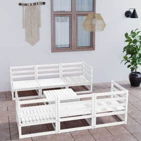 7-teiliges Gartenlounge-Set aus weißem massivem Kiefernholz von vidaXL, Gartensets - Ref: Foro24-3075335, Preis: 322,43 €, Ra...