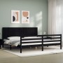 Bed frame with black solid wood headboard 200x200 cm by vidaXL, Beds and slatted bases - Ref: Foro24-3194790, Price: 185,31 €...