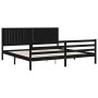 Bed frame with black solid wood headboard 200x200 cm by vidaXL, Beds and slatted bases - Ref: Foro24-3194790, Price: 185,31 €...