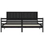 Bed frame with black solid wood headboard 200x200 cm by vidaXL, Beds and slatted bases - Ref: Foro24-3194790, Price: 185,31 €...