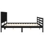 Bed frame with black solid wood headboard 200x200 cm by vidaXL, Beds and slatted bases - Ref: Foro24-3194790, Price: 185,31 €...