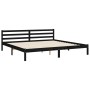 Bed frame with black solid wood headboard 200x200 cm by vidaXL, Beds and slatted bases - Ref: Foro24-3194790, Price: 185,31 €...