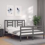 Gray solid wood bed frame with headboard 140x190 cm by vidaXL, Beds and slatted bases - Ref: Foro24-3194683, Price: 158,79 €,...