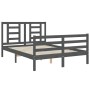 Gray solid wood bed frame with headboard 140x190 cm by vidaXL, Beds and slatted bases - Ref: Foro24-3194683, Price: 158,79 €,...