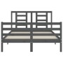 Gray solid wood bed frame with headboard 140x190 cm by vidaXL, Beds and slatted bases - Ref: Foro24-3194683, Price: 158,79 €,...