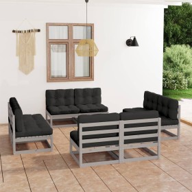 8-piece garden furniture set with solid pine wood cushions by vidaXL, Garden sets - Ref: Foro24-3076321, Price: 786,95 €, Dis...