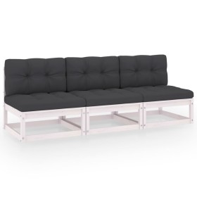 3-Sitzer-Gartensofa mit Kissen aus massivem Kiefernholz von vidaXL, Outdoor-Sofas - Ref: Foro24-3076350, Preis: 242,45 €, Rab...