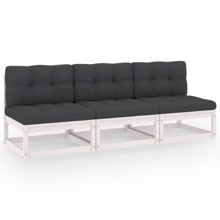 3-seater garden sofa with solid pine wood cushions by vidaXL, Outdoor sofas - Ref: Foro24-3076350, Price: 242,23 €, Discount: %