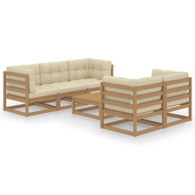 Muebles de jardín 6 piezas con cojines de madera de pino maciza de vidaXL, Conjuntos de jardín - Ref: Foro24-3076382, Precio:...