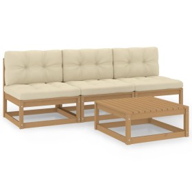 Garden furniture 4 pieces with cushions made of solid pine wood by vidaXL, Garden sets - Ref: Foro24-3076357, Price: 322,26 €...