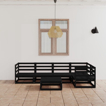 Garden furniture set 6 pieces black solid pine wood by vidaXL, Garden sets - Ref: Foro24-3075563, Price: 402,99 €, Discount: %