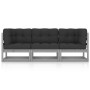 3-seater garden sofa with solid pine wood cushions by vidaXL, Outdoor sofas - Ref: Foro24-3076371, Price: 271,15 €, Discount: %