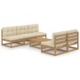 Garden furniture 6 pieces with cushions made of solid pine wood by vidaXL, Garden sets - Ref: Foro24-3076362, Price: 527,99 €...